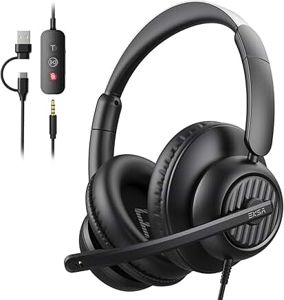USB Headset with Microphone for Work and Calls