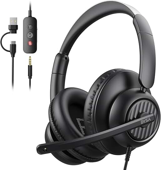 USB Headset with Microphone for Work and Calls