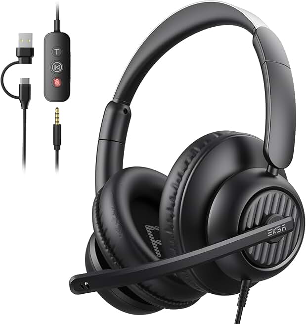 USB Headset with Microphone for Work and Calls