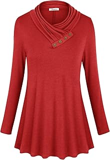 Women's Cowl Neck Long Sleeve Dressy Tunic Top