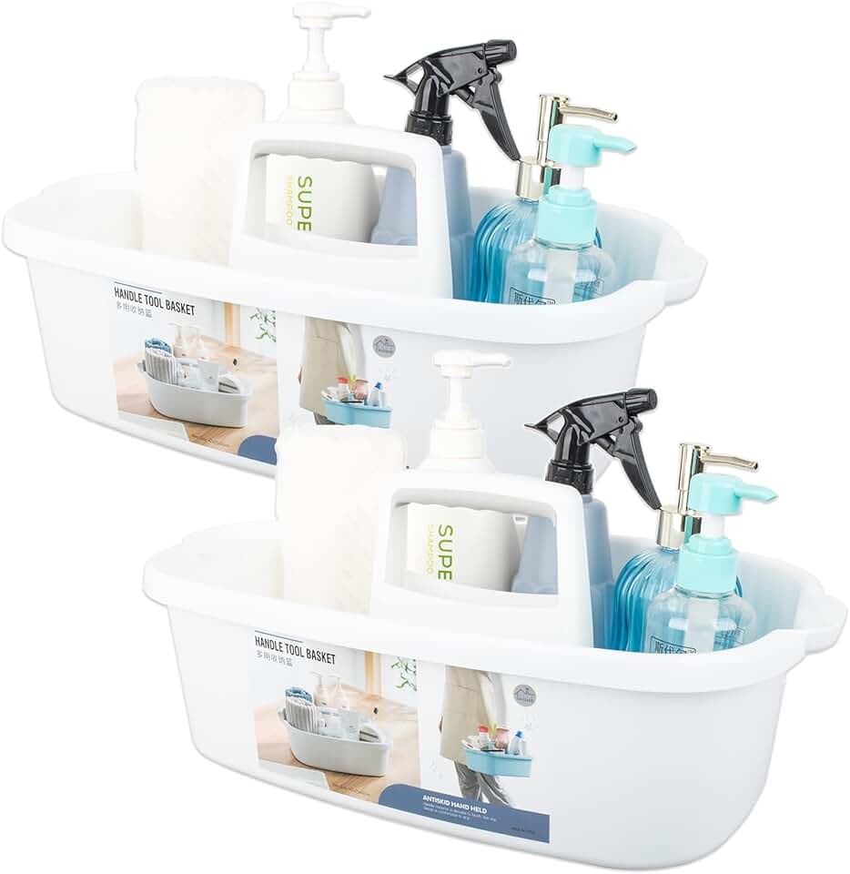 Large Portable Cleaning Supplies Caddy, 2 Pack