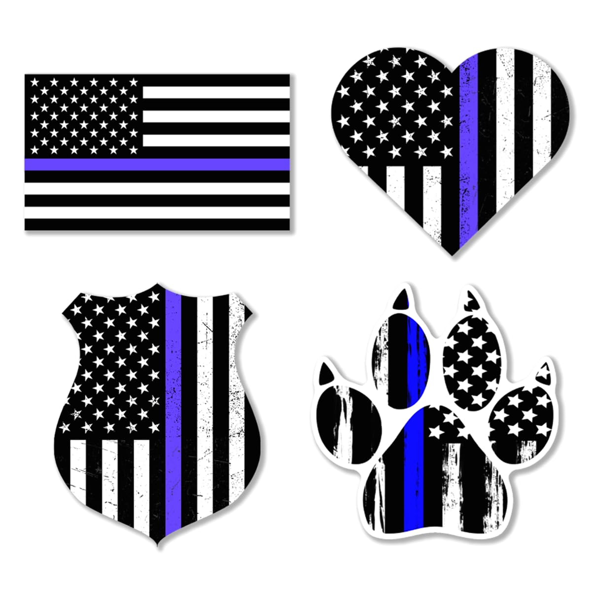 Patriotic Blue Line Badge Heart Vinyl Stickers 4 Pack