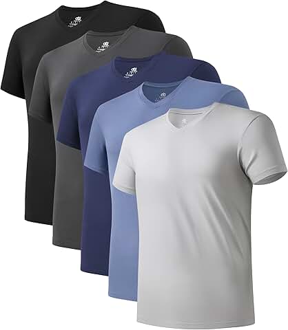 Men's Bamboo Rayon Moisture-Wicking V-Neck Undershirts, 3 or 5 Pack