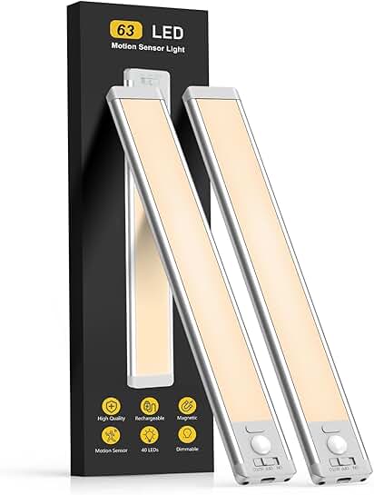 14.7-inch Rechargeable Motion Sensor Under Cabinet Lights, 2 Pack