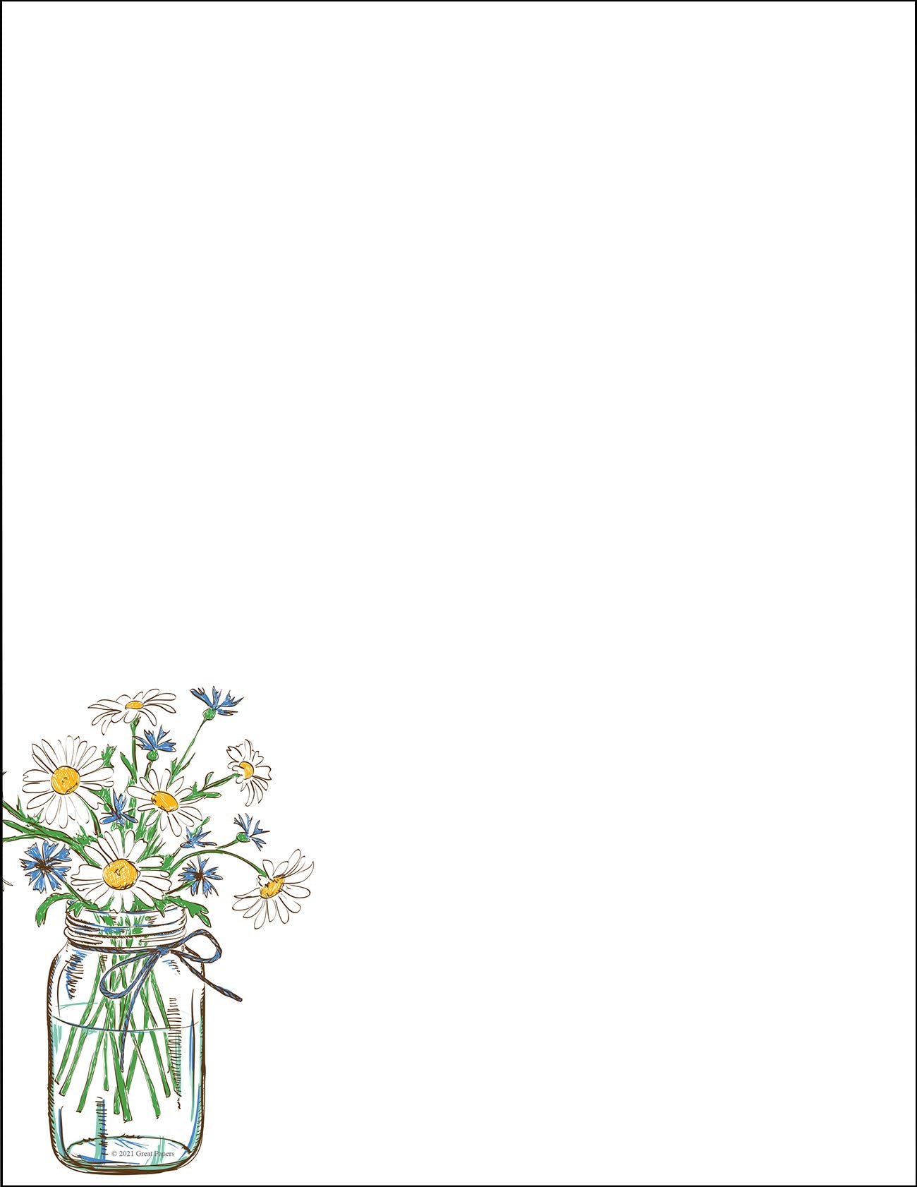 Great Papers! Mason Daisies Letterhead Stationery, 8.5" x 11", 80 sheets