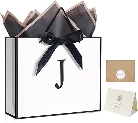 Monogrammed Gift Wrap Bag with Card and Ribbon