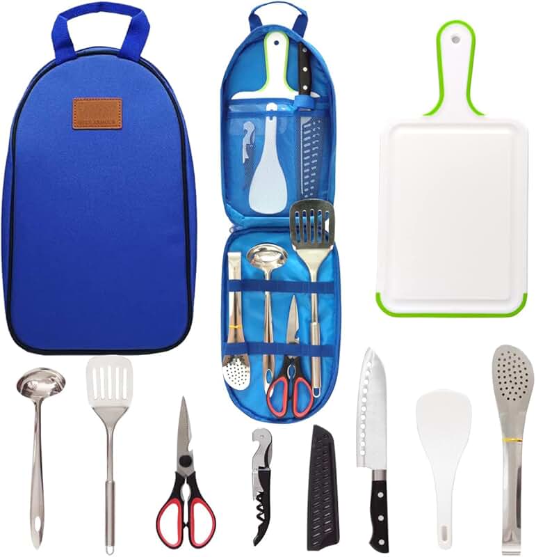 Portable Camp Kitchen Utensil Set for Travel and Camping