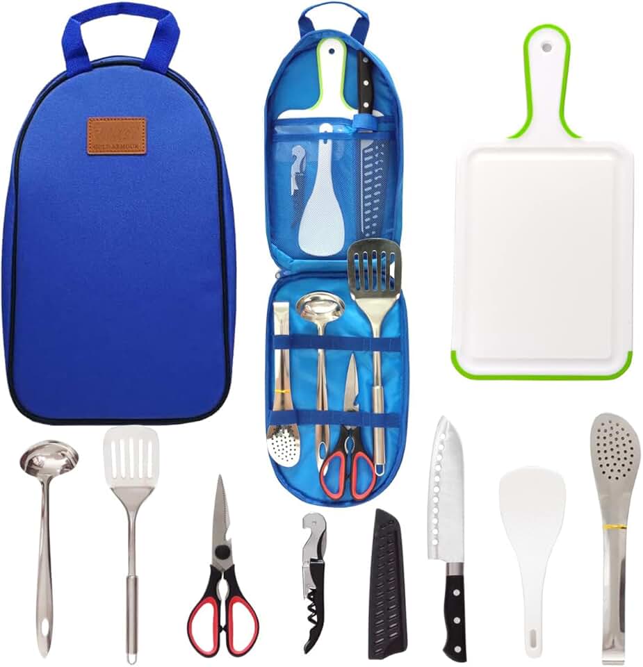 Portable Camp Kitchen Utensil Set for Travel and Camping