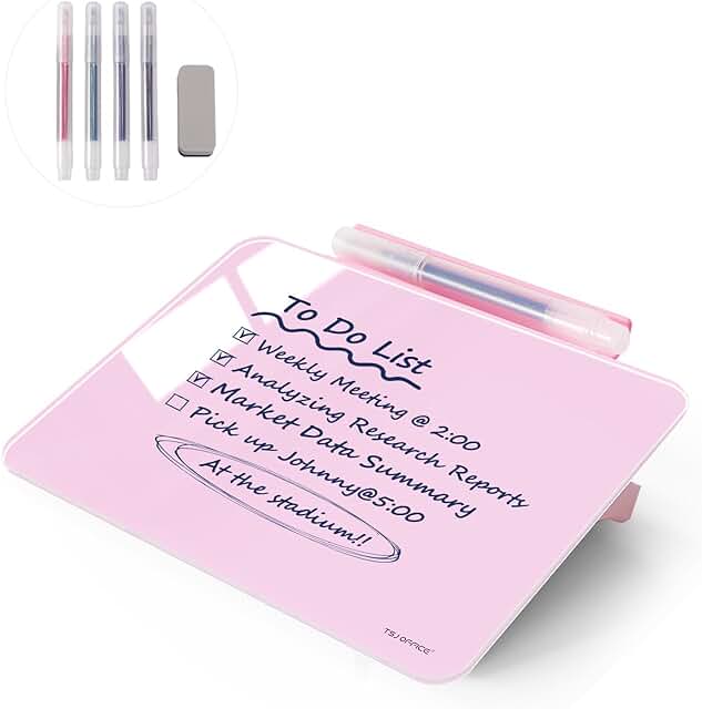 Small 8x6 Inch Desktop Glass Whiteboard with Stand