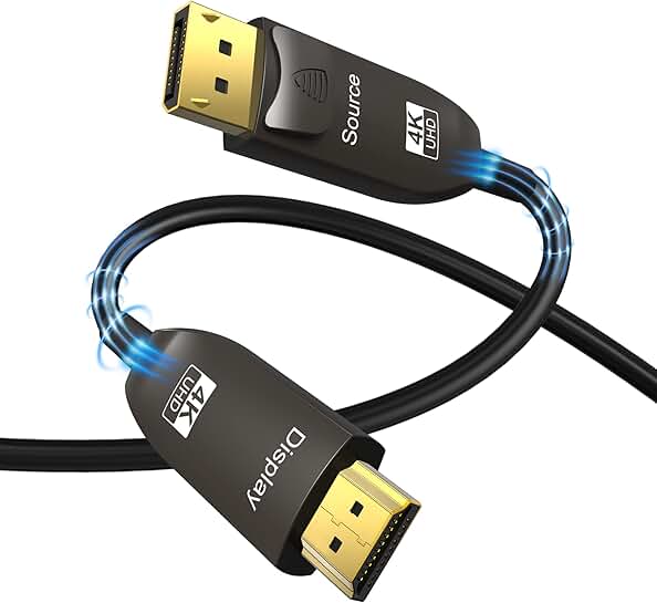 4K Fiber Optic DisplayPort to HDMI Cable 15ft