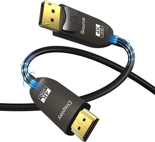 4K Fiber Optic DisplayPort to HDMI Cable 15ft