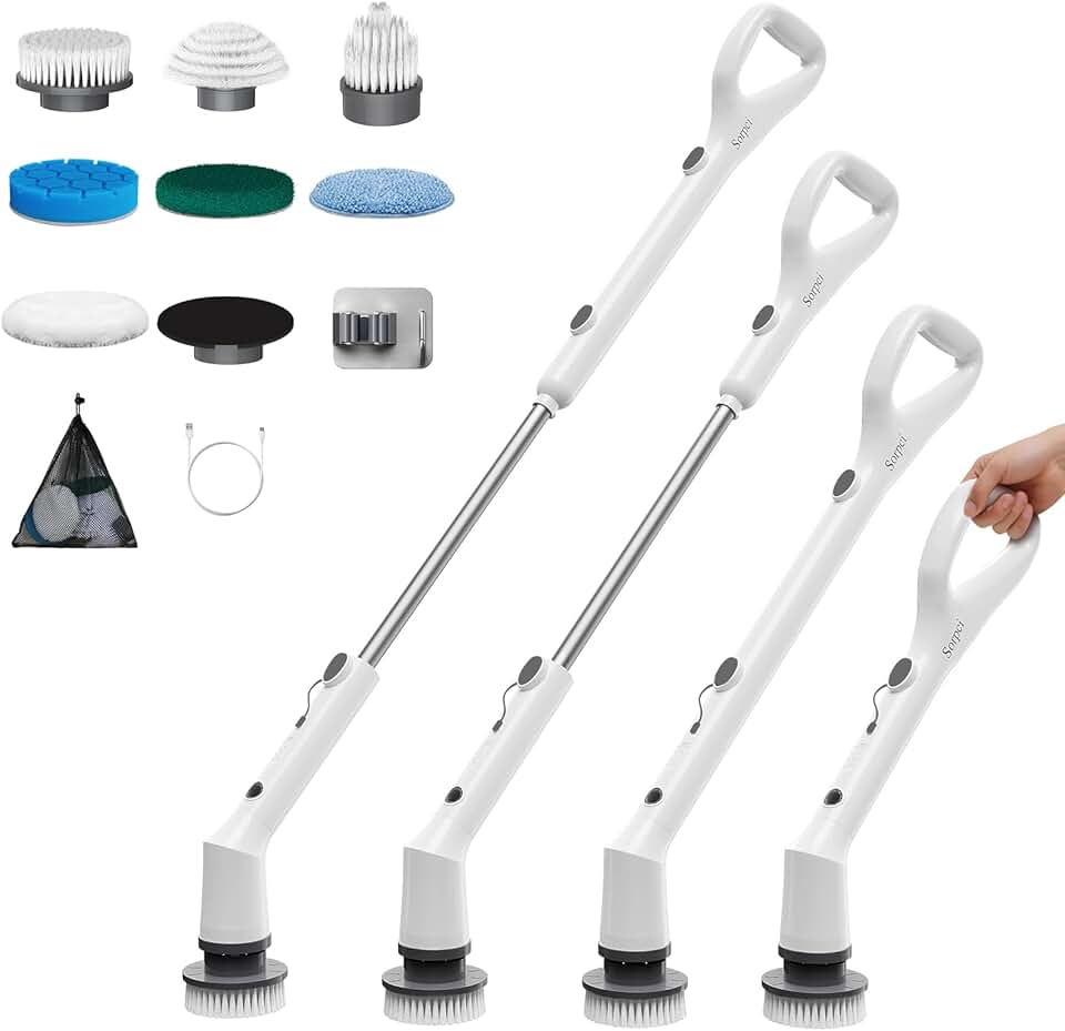 Cordless Electric Spin Scrubber with 7 Brush Heads