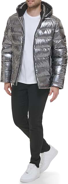 Men's Holographic Hooded Puffer Jacket