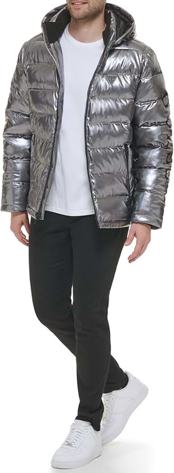 Men's Holographic Hooded Puffer Jacket