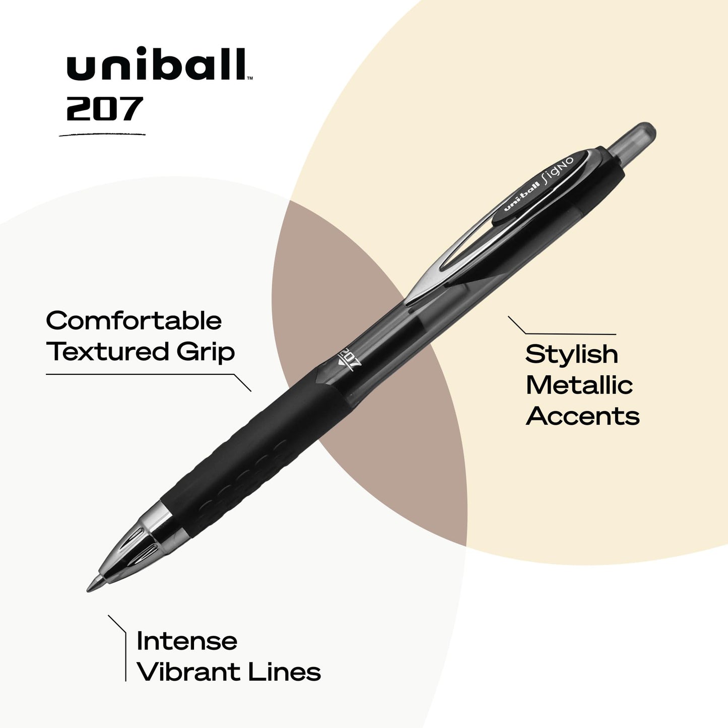 Five Black Medium Point Gel Pens