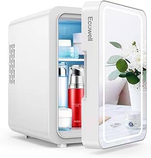 Mini skincare fridge with LED mirror, 4L, white