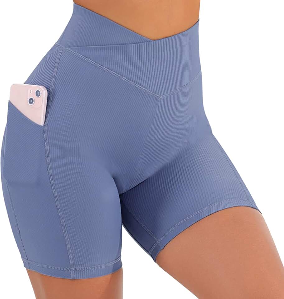 Women’s High-Waisted Seamless Biker Shorts with Pockets