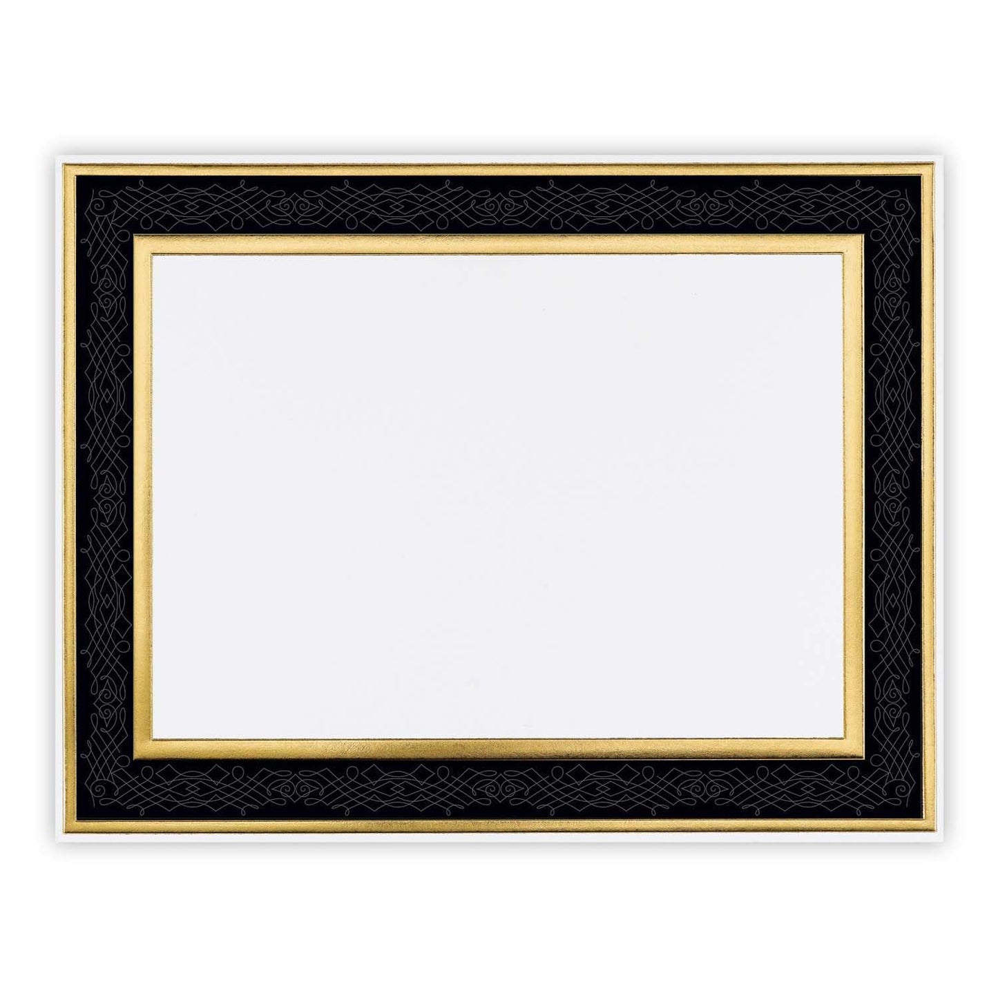 Black Frame Gold Foil Certificate Set, 8.5” x 11”, 15 Pack