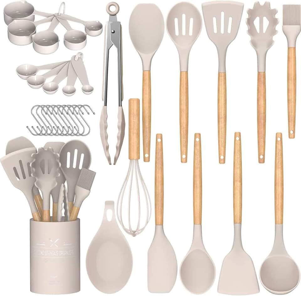 33-Piece Non-Stick Silicone Kitchen Utensil Set with Holder