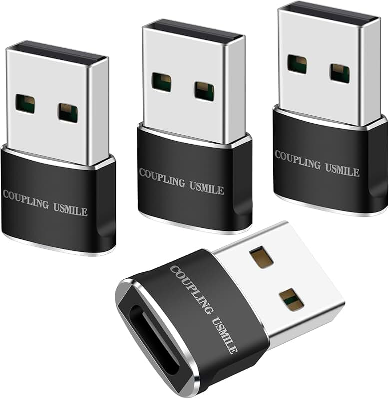 USB to USB C Adapter 4 Pack for Fast Charging and Data Transfer
