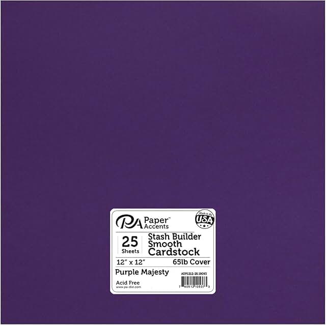 Purple Majesty 12x12 Colored Cardstock, 25 Sheets