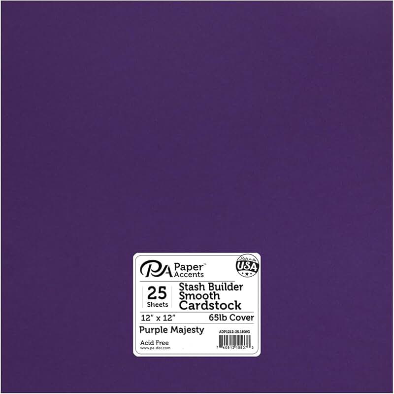 Purple Majesty 12x12 Colored Cardstock, 25 Sheets