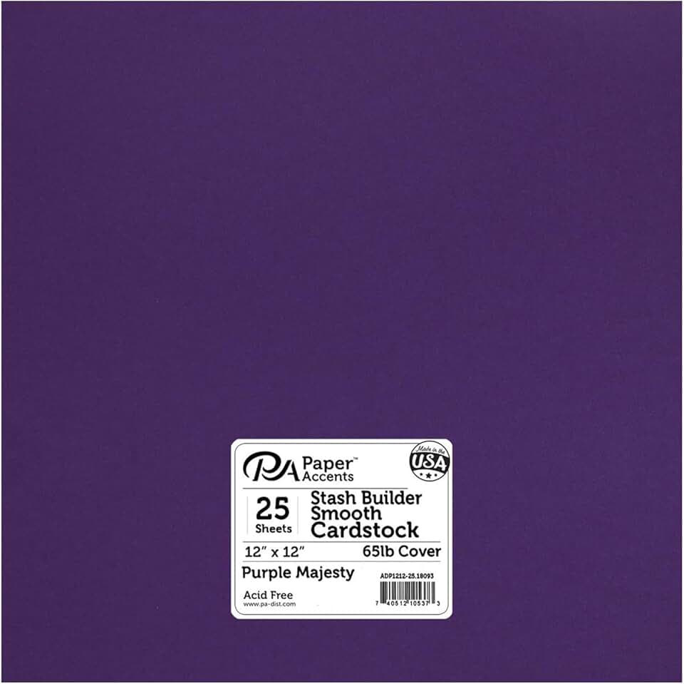 Purple Majesty 12x12 Colored Cardstock, 25 Sheets