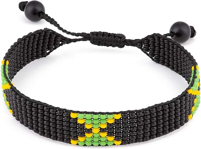 Adjustable Handmade Beaded Flag Rope Bracelet