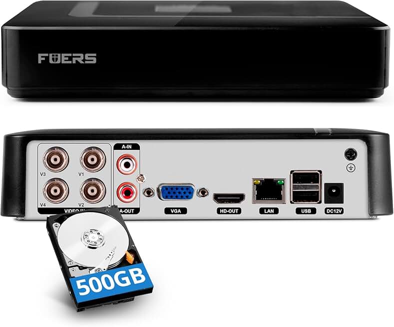 4-Channel 1080p CCTV DVR with 500GB Hard Drive