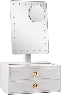 Lighted Makeup Mirror with Jewelry Organizer and Magnification