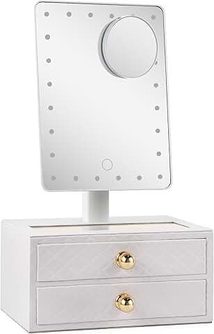 Lighted Makeup Mirror with Jewelry Organizer and Magnification