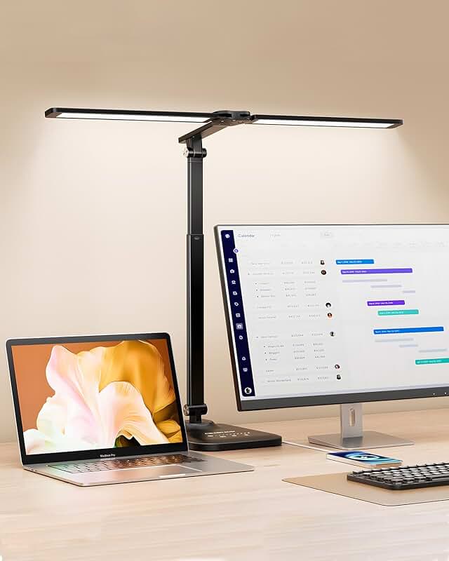 Adjustable LED Desk Lamp with USB and Dimming