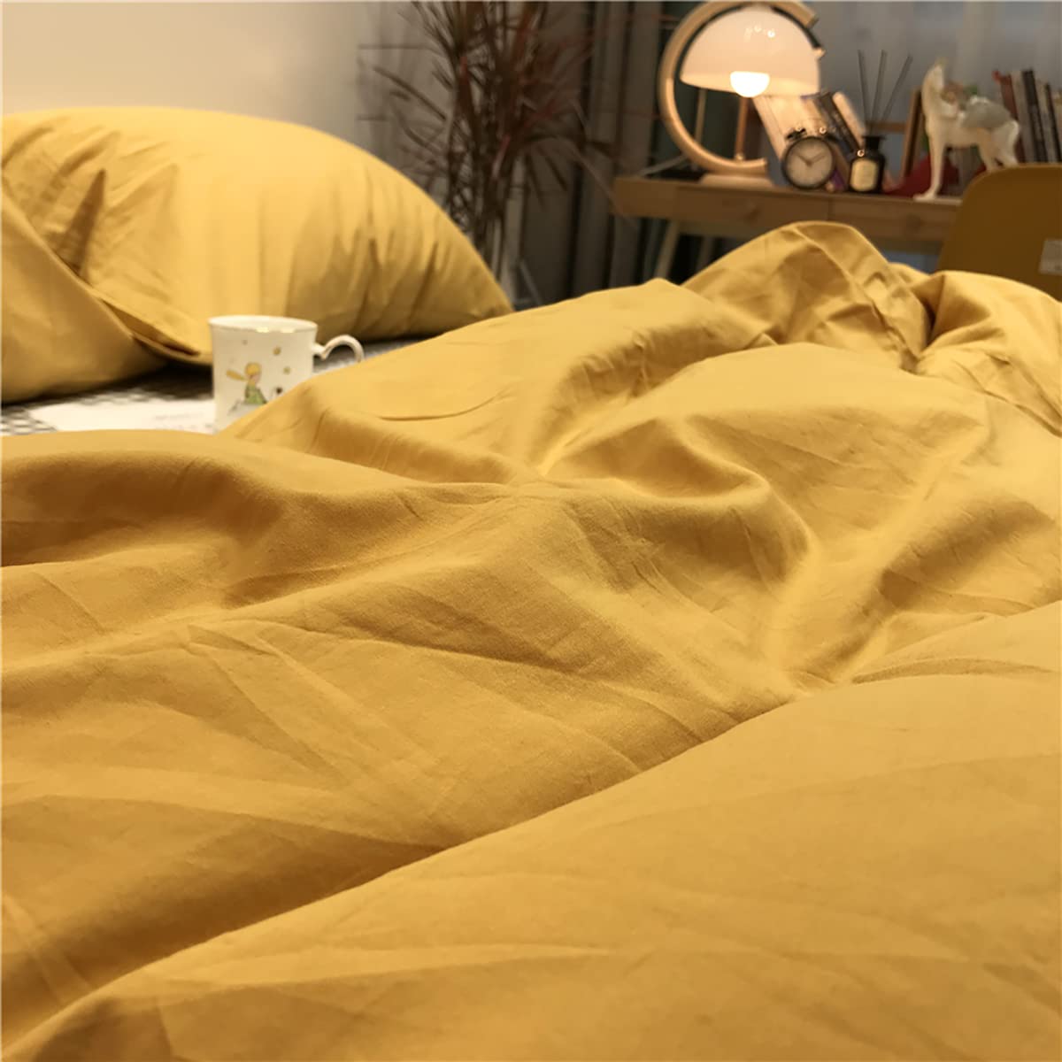 Mustard Yellow Comforter Sets Queen Pure Yellow Bedding Set 3 Pieces Women Men Ginger Yellow Comforter Sets Lightweight Durable Yellow Blanket Queen Bedding Set Breathable Bed Comforter Set