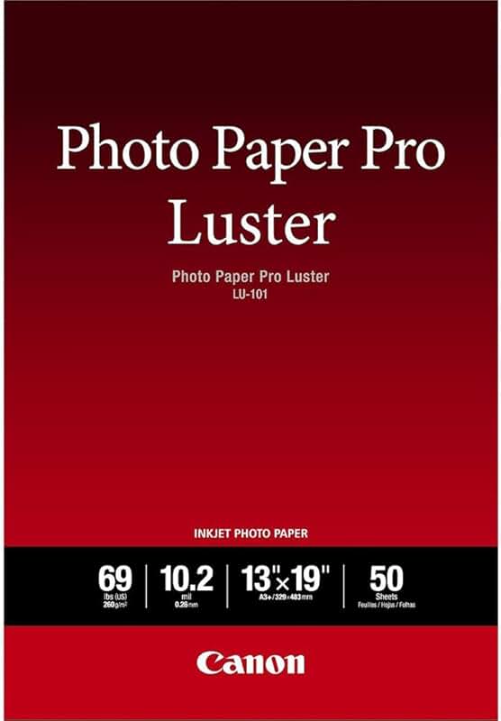 Luster Photo Paper 13x19 Inches, 50 Sheets