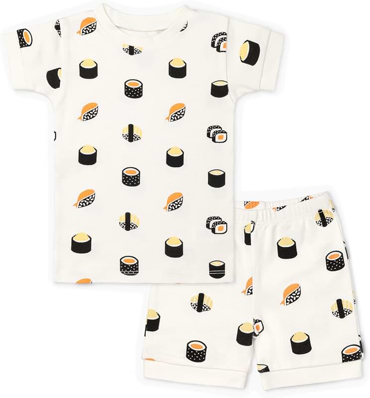 Two-Piece Toddler Pajama Set with Sushi Rolls Design
