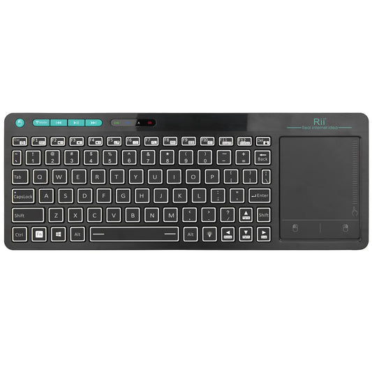 (Dual Mode) RT518S Wireless and Bluetooth 2-LED Color Backlit Multimedia Keyboard with Multi-Touch Big Size Trackpad,Rechargable Keyboard for Android TV Box,PC,Tablets,Smart TV, HTPC, IPTV,Windows