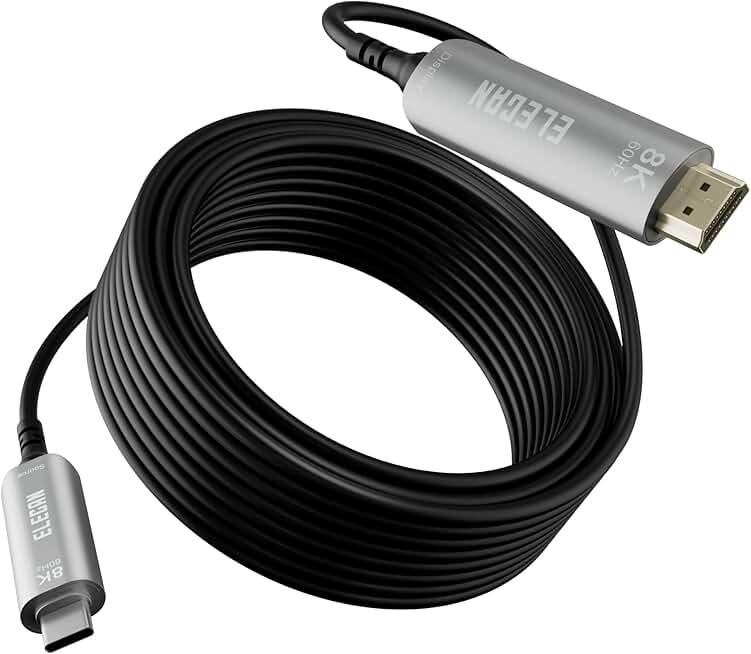 8K Fiber Optic USB-C to HDMI Cable, 50 ft