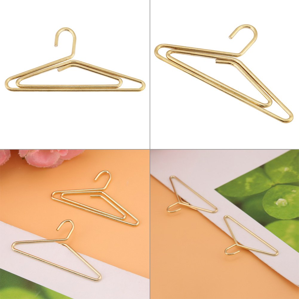 12 Hanger-Shaped Metal Paper Clips for Office and Home