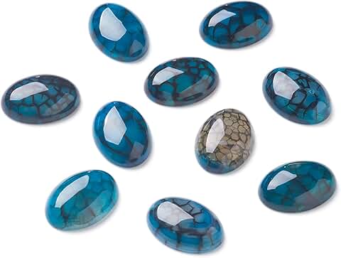 20pcs Natural Oval Dragon Veins Agate Gemstone Cabochons