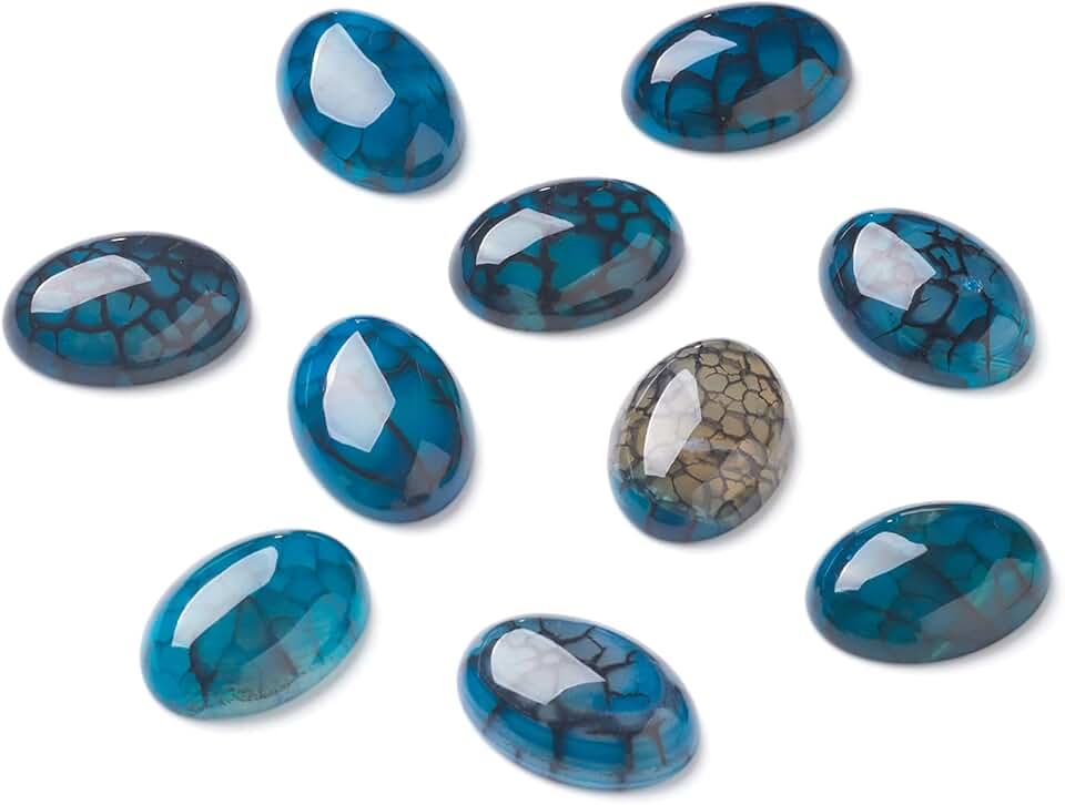20pcs Natural Oval Dragon Veins Agate Gemstone Cabochons