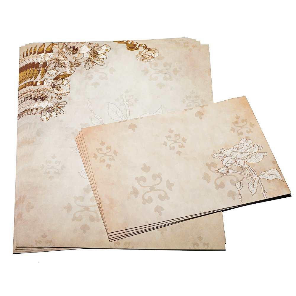 Set of 30 vintage floral writing papers with envelopes