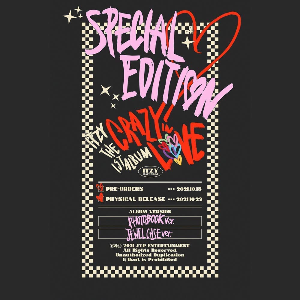 ITZY CRAZY IN LOVE 1st Album Special Edition Jewel Case Version CD+32p PhotoBook+1p Lyric Paper+2p PhotoCard+1p Concept Film+Tracking Kpop Sealed