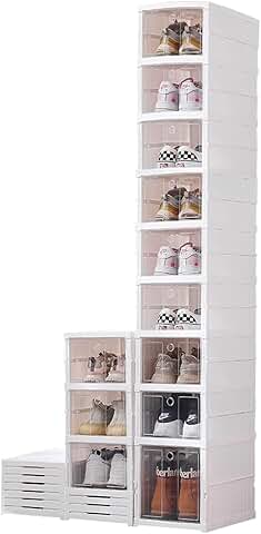 Foldable Shoe Cabinet with Doors for Entryway and Living Room