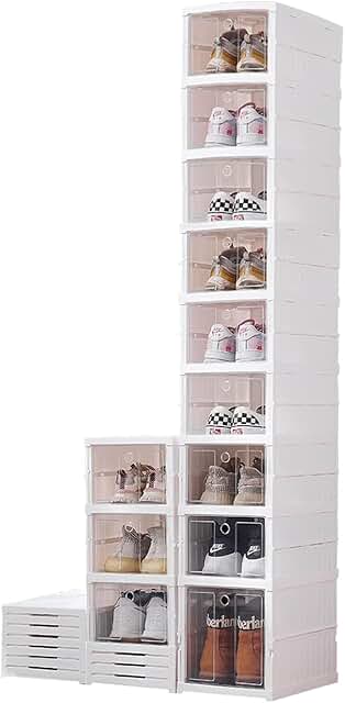 Foldable Shoe Cabinet with Doors for Entryway and Living Room
