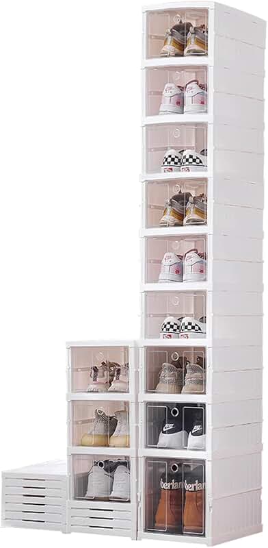 Foldable Shoe Cabinet with Doors for Entryway and Living Room