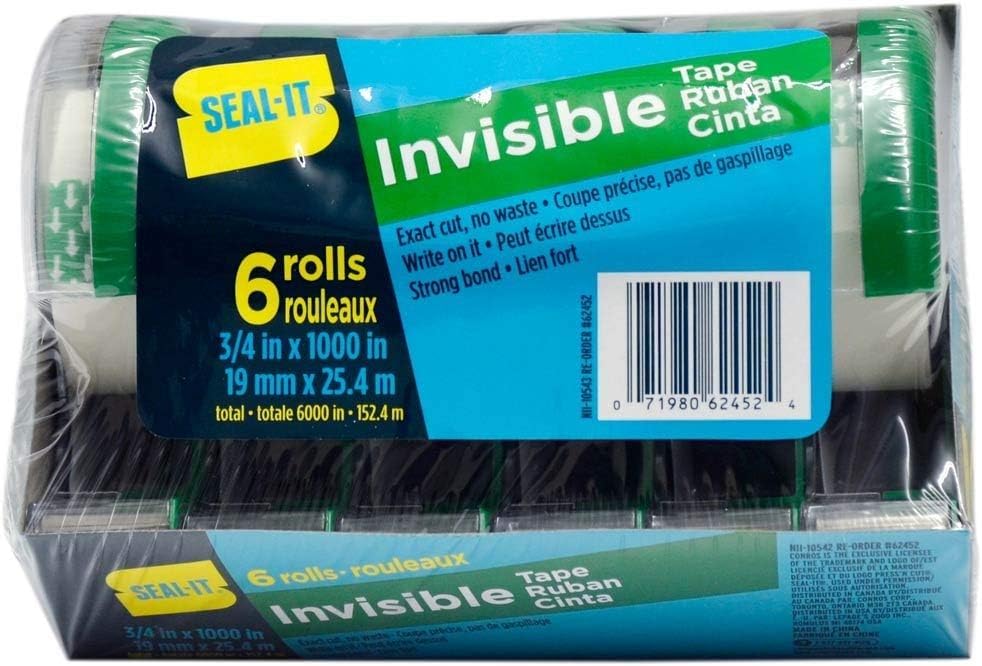 White stationery tape, 3/4 x 1000 inches, 6 rolls