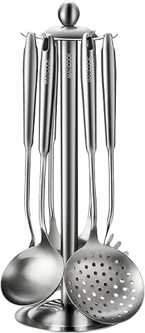7-Piece Stainless Steel Cooking Utensil Set with Holder