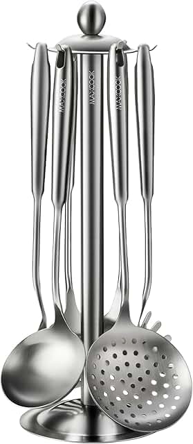 7-Piece Stainless Steel Cooking Utensil Set with Holder