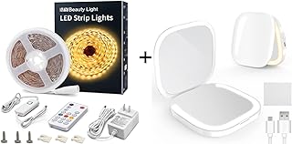 Warm White LED Strip Light with Remote and Makeup Mirror
