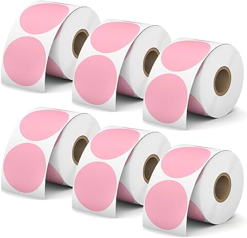 2-inch Pink Round Color Label Stickers, 4500 pcs